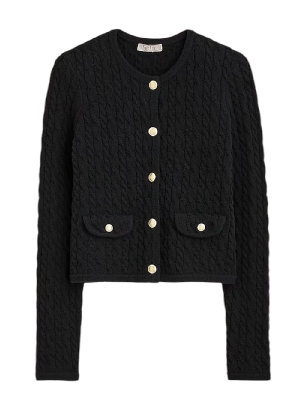 J. Crew Odette Cable Knit Sweater Lady Jacket Cotton Boucle Size XL Black NWT